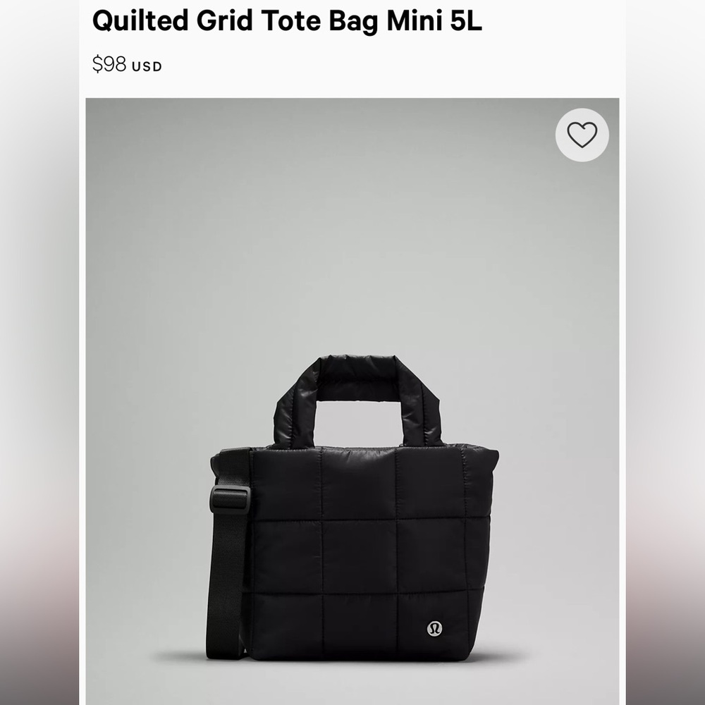 Lululemon quilted grid tote bag mini